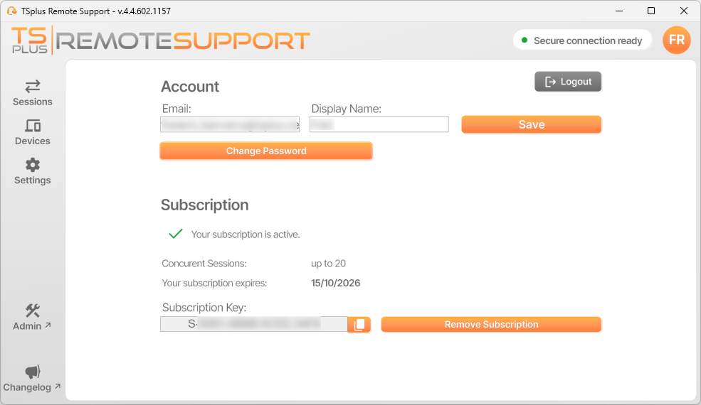 account settings