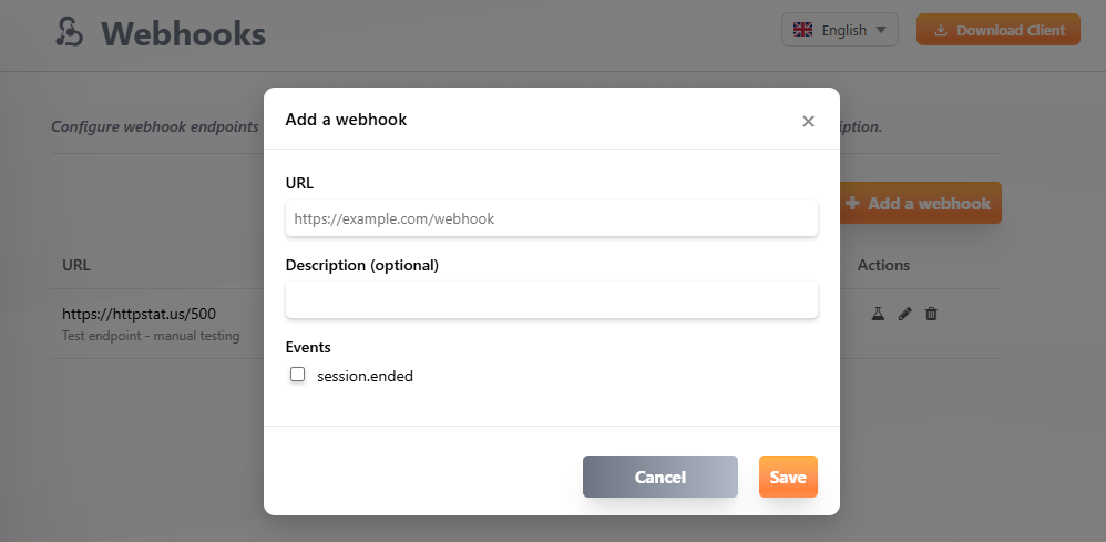 Add a webhook form