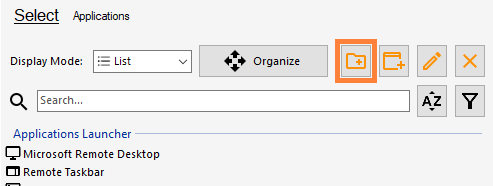 AdminTool Applications Add Folder Button
