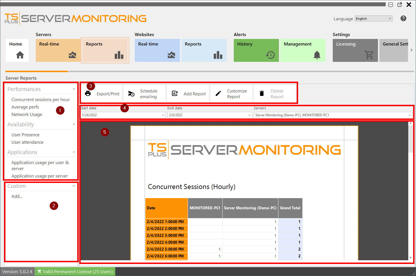Servers Report Screenshot 2